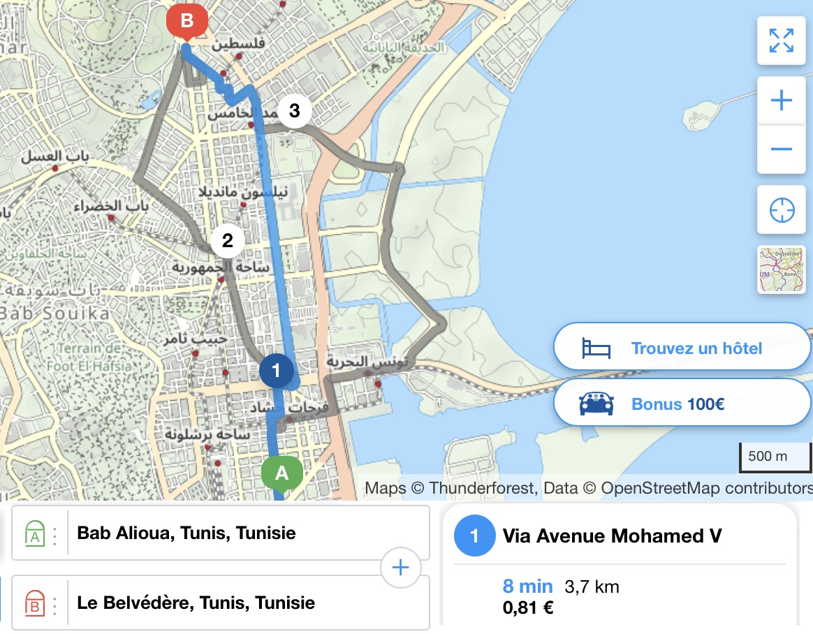 distance carte routiere